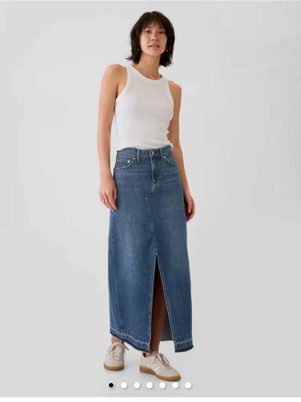 GAP Denim Maxi Skirt 10/30 Tall Blue 100% Cotton Raw Hem Front Slit Western 2024